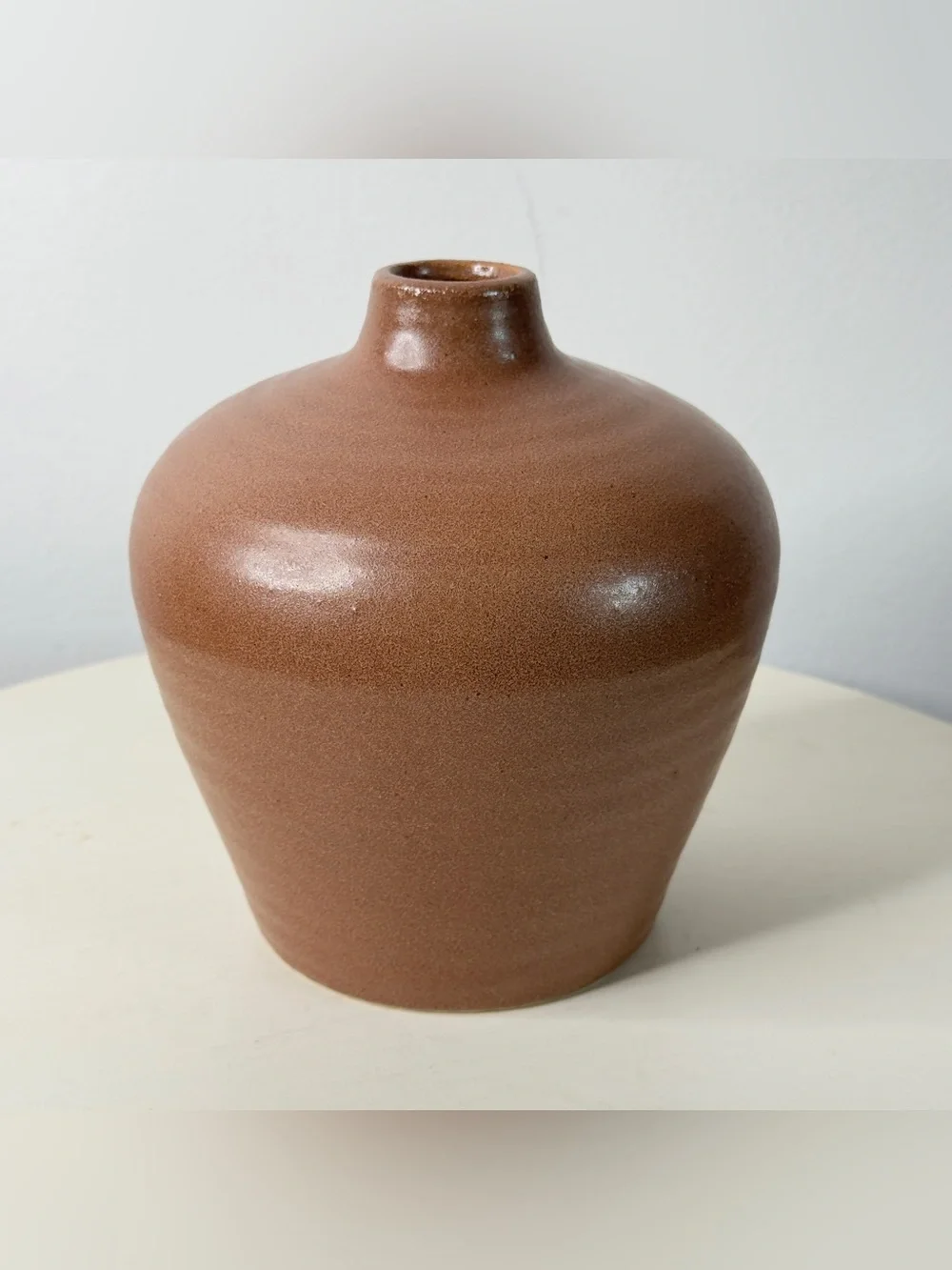 Brown Ceramic Moon Jar Vase